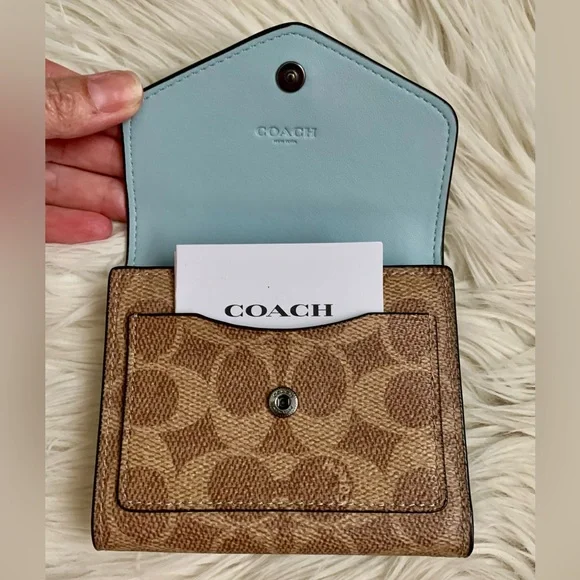 Coach Wyn Small Wallet Aqua Signature Canvas Multi - Picture 5 of 13